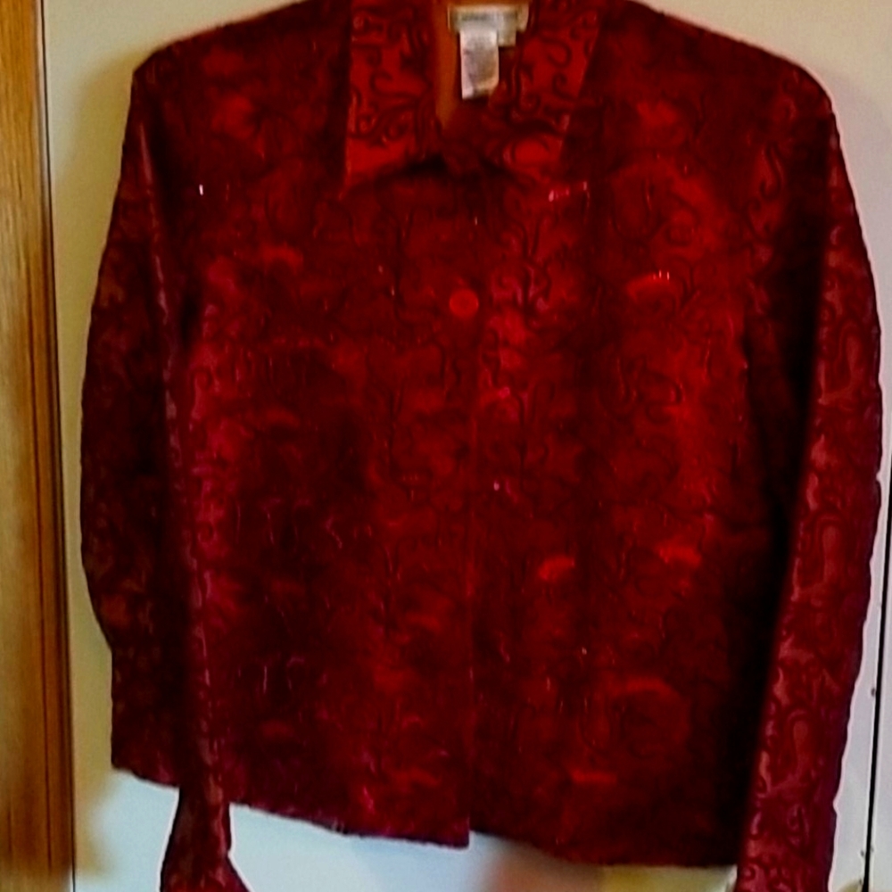 Coldwater Creek Buttondown Top with beaded pattern
